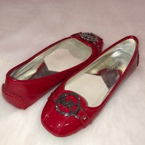 Michael Kors Silver Logo Chili Patent Flats - NEW!